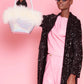 Silver Bamboo Sequin Faux Fur Bag