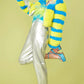 Striped Yellow Faux Fur Cropped Bomber Jacket