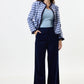 Tilde Lightweight Baby Cord Wide Leg Trousers - Navy