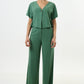 Tilde Linen Mix Straight Leg Trousers - Green