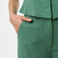 Tilde Linen Mix Straight Leg Trousers - Green