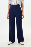 Tilde Linen Mix Straight Leg Trousers - Navy