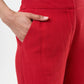Tilde Linen Mix Straight Leg Trousers - Red