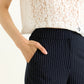 Tilde Navy Pinstripe Straight Leg Trouser