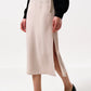 Timo Satin Back Crepe Sustainable Midi Skirt - Camel