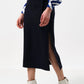 Timo Satin Back Crepe Sustainable Midi Skirt - Navy