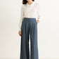 Tyler Chambray Wide Leg Trouser - Dark Grey