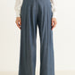 Tyler Chambray Wide Leg Trouser - Dark Grey