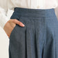 Tyler Chambray Wide Leg Trouser - Dark Grey
