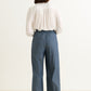 Tyler Chambray Wide Leg Trouser - Dark Grey