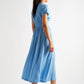 Unity Moss Crepe V-Neck Midi Dress - Blue