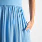 Unity Moss Crepe V-Neck Midi Dress - Blue