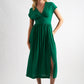 Unity Moss Crepe V-Neck Midi Dress - Green