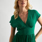 Unity Moss Crepe V-Neck Midi Dress - Green