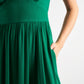 Unity Moss Crepe V-Neck Midi Dress - Green