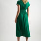 Unity Moss Crepe V-Neck Midi Dress - Green