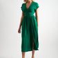 Unity Moss Crepe V-Neck Midi Dress - Green