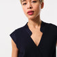 Urbain Satin Back Crepe Wrap Midi Dress - Navy