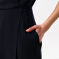 Urbain Satin Back Crepe Wrap Midi Dress - Navy