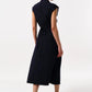 Urbain Satin Back Crepe Wrap Midi Dress - Navy