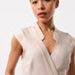 Urbain Satin Back Crepe Wrap Midi Dress - Camel
