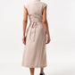 Urbain Satin Back Crepe Wrap Midi Dress - Camel