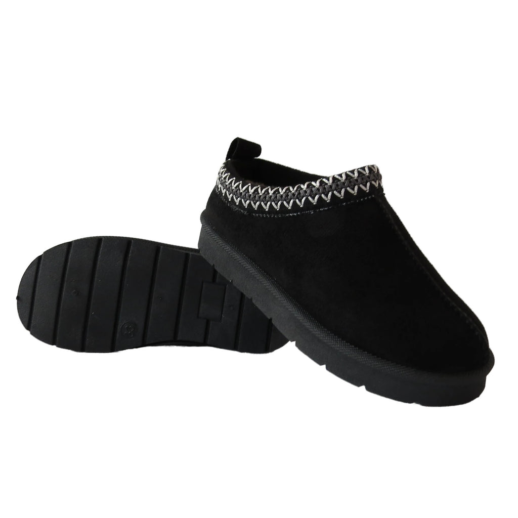 Aino Girls Cozy Kids' Faux Suede Slippers with Aztec Embroidery