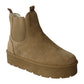 Athena Ladies Faux Suede Chelsea Boots – Platform Ankle with Cozy Faux Fur Lining