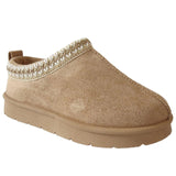 Aino Girls Cozy Kids' Faux Suede Slippers with Aztec Embroidery