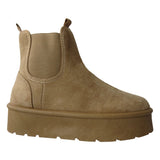 Athena Ladies Faux Suede Chelsea Boots – Platform Ankle with Cozy Faux Fur Lining