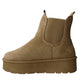 Athena Ladies Faux Suede Chelsea Boots – Platform Ankle with Cozy Faux Fur Lining