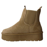 Athena Ladies Faux Suede Chelsea Boots – Platform Ankle with Cozy Faux Fur Lining