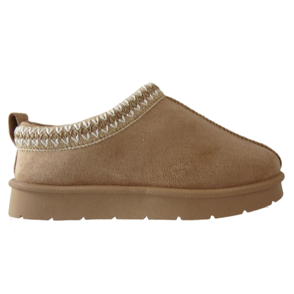 Aino Girls Cozy Kids' Faux Suede Slippers with Aztec Embroidery