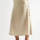 Lloyd Linen Mix Button Side Midi Skirt - Natural