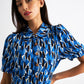 Wanda Mid Century Retro Print Midi Dress - Blue