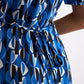 Wanda Mid Century Retro Print Midi Dress - Blue