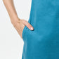Wanda Lightweight Baby Cord Puff Sleeve Midi Dress - Teal