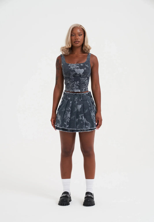 Womens Edh Love Print Skirt - Blue