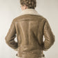 Light Brown Shearling Leather Biker Jacket with Merino Fur