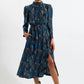 Ygritte Geo City Print Long Sleeve Midi Dress
