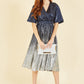 Yumi Navy and Silver Ombre Sequin Midi Wrap Dress