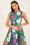 Yumi Green Floral Jacquard Skater Dress