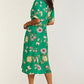Yumi Green Floral Kimono Midi Dress