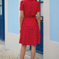 Yumi Red Spot Retro Shirt Dress