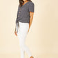 Yumi Navy Striped Jersey Button Detail Top