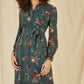 Yumi Recycled Green Fox Print Shirt Midi Dress