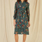 Yumi Recycled Green Fox Print Shirt Midi Dress