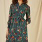 Yumi Recycled Green Fox Print Shirt Midi Dress