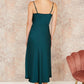 Yumi Green Satin Cowl Neck Midi Slip Dress