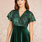 Yumi Green Embellished Velvet Wrap Skater Midi Dress